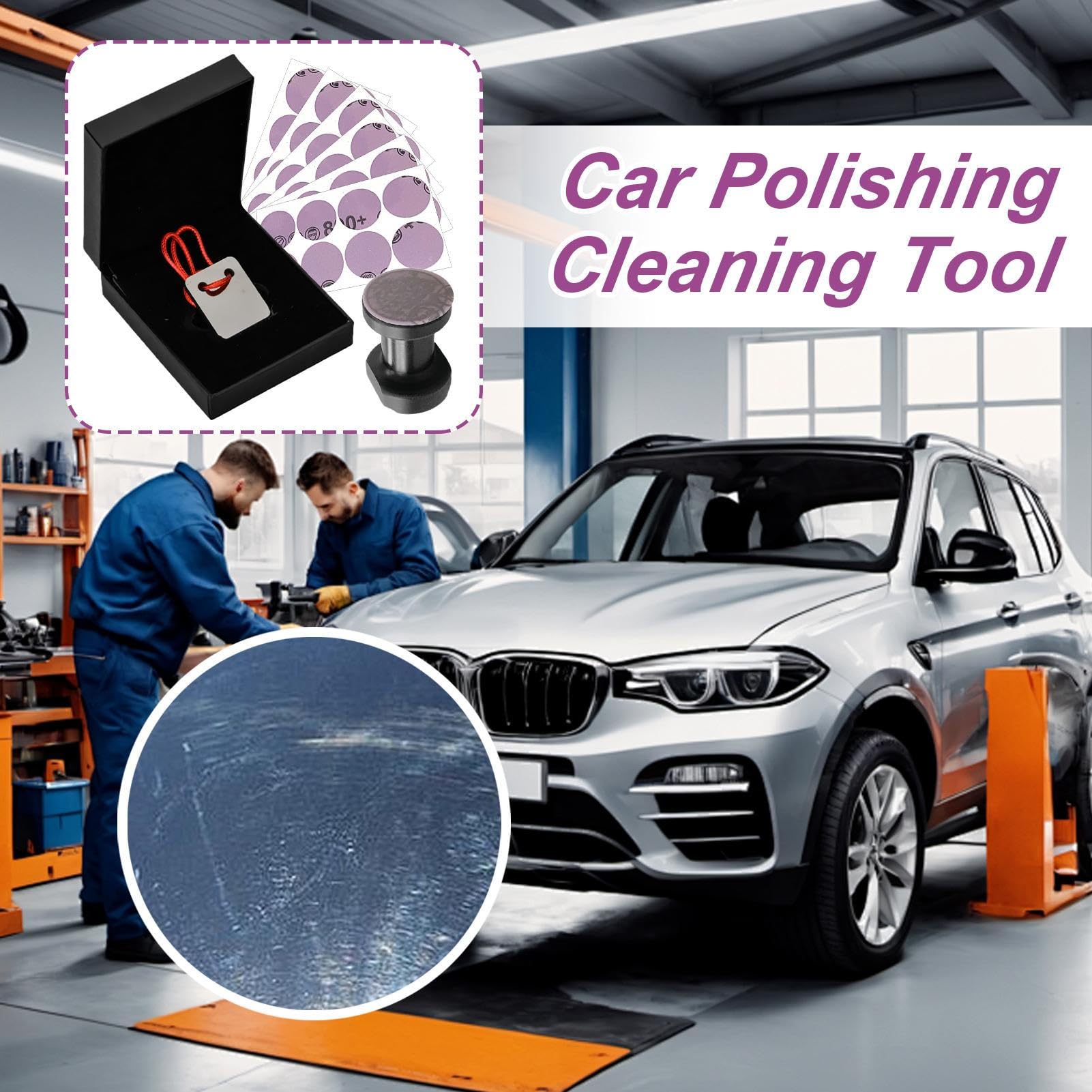 Autokarbid-Schaber - Kfz-Metallpolitur-Schabewerkzeug - Abnehmbarer Griff Kratzentferner Fahrzeugzubehör für Lkw Limousine Pickup Scooter