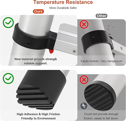 Miniatura 4 de LUISLADDERS - Escalera telescópica de aluminio de 12.5 pies, retroceso de un botón con ganchos, capacidad máxima de 330 libras, escalera plegable