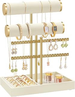SONGMICS Bracelet Holder Stand, 2 Tiers, Removable Ring Holder
