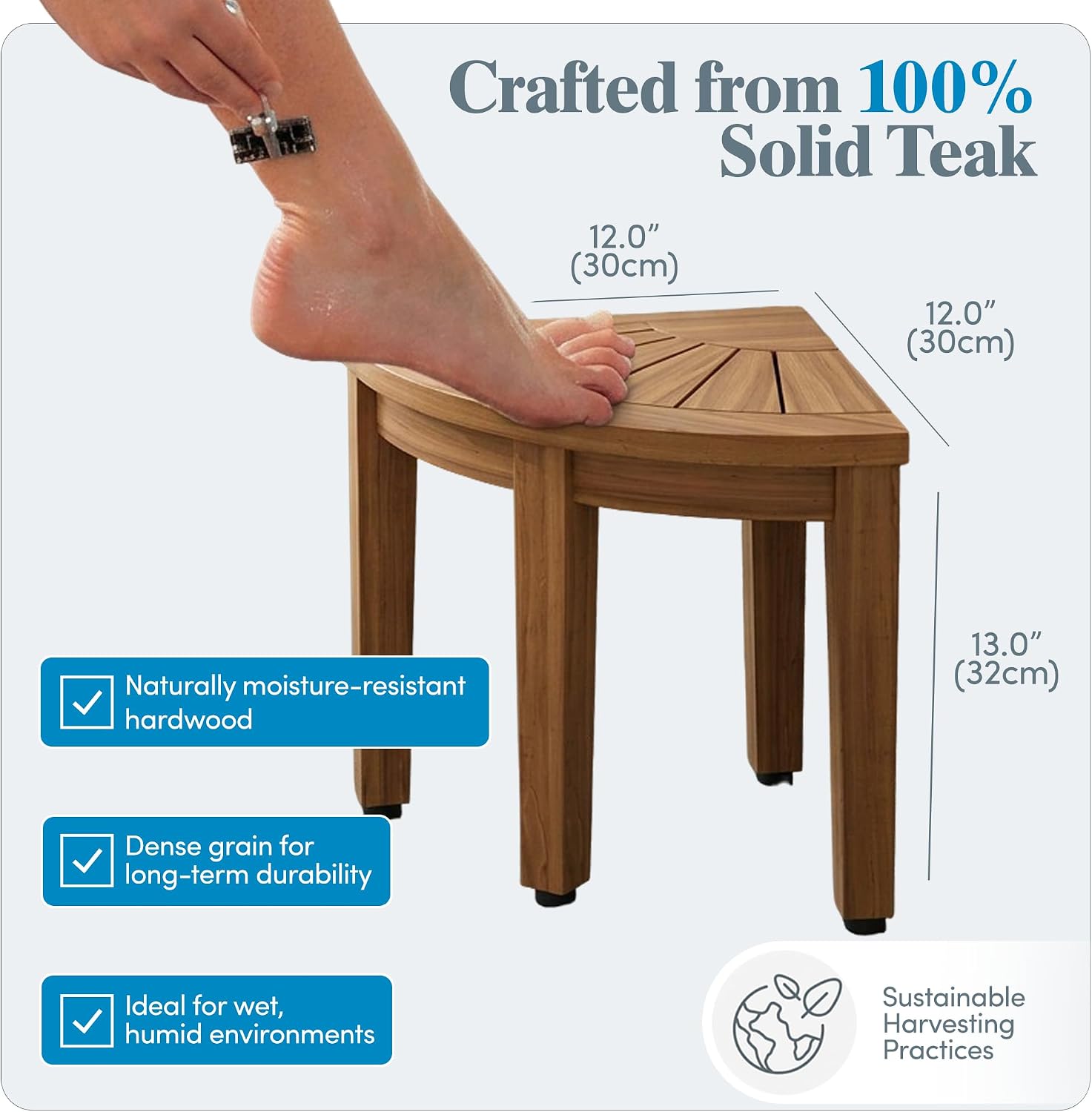 AquaTeak Kai OptiAREA 12" Teak Foot Rest image 3