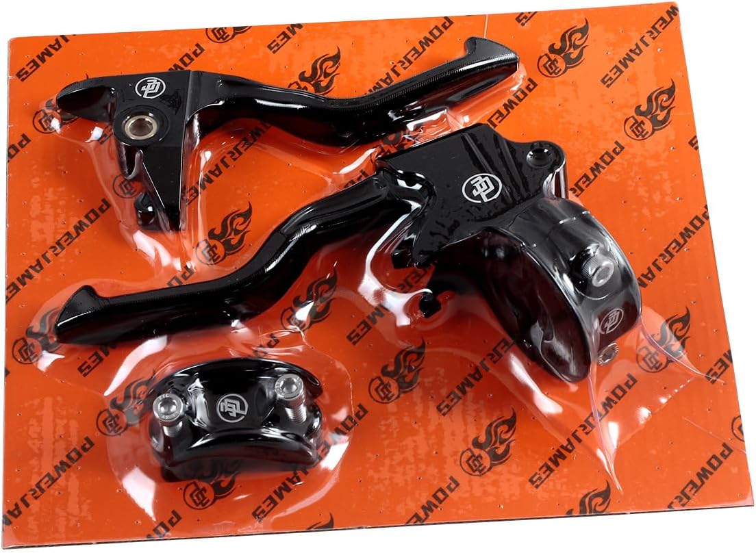 POWER JAMES Black Easy Pull Clutch Brake Shift Levers Hand Controls with clamp Lever Brackets Compatible with Harley Davidson 2018-25 Softail FLDE FLFB FLSL FLSB FXBB FXBR FXLR FXST Models (Black)