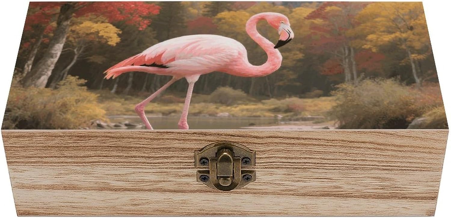 Wooden Storage Box with Hinged Lid Gift Box Decorative Wood Keepsake Box