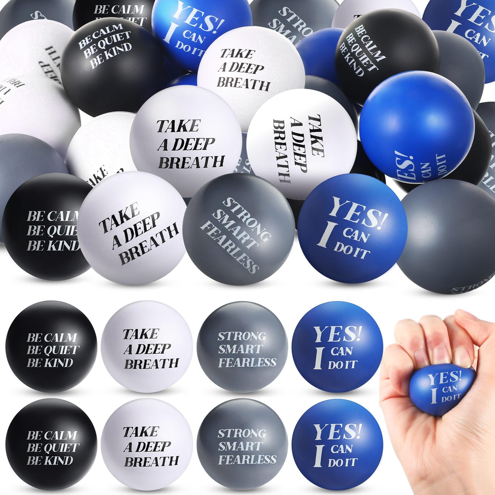 Zomiboo 20 Pieces Motivational Stress Balls Bulk for Adults Back to School Gifts Fidget Inspirational Funny Toys Squeeze Balls Employee Appreciation