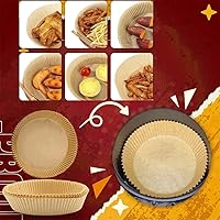 Vista 1 de 100 forros de papel desechables para freidora de aire, forros de papel pergamino antiadherentes desechables, forros para freidora de aire