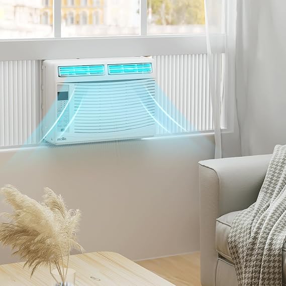 mollie 6000 BTU Window Air Conditioner, ac window unit with Washable Filter, Remote, Dehumidifier, Fan, Cools Up to 250 Square Feet, 115V/60Hz
