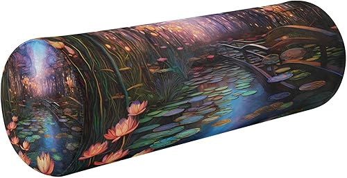 Lotus - Almohada de cuello cervical largo para cuello redondo para almohada redonda con cremallera, almohada cilíndrica de espuma viscoelástica