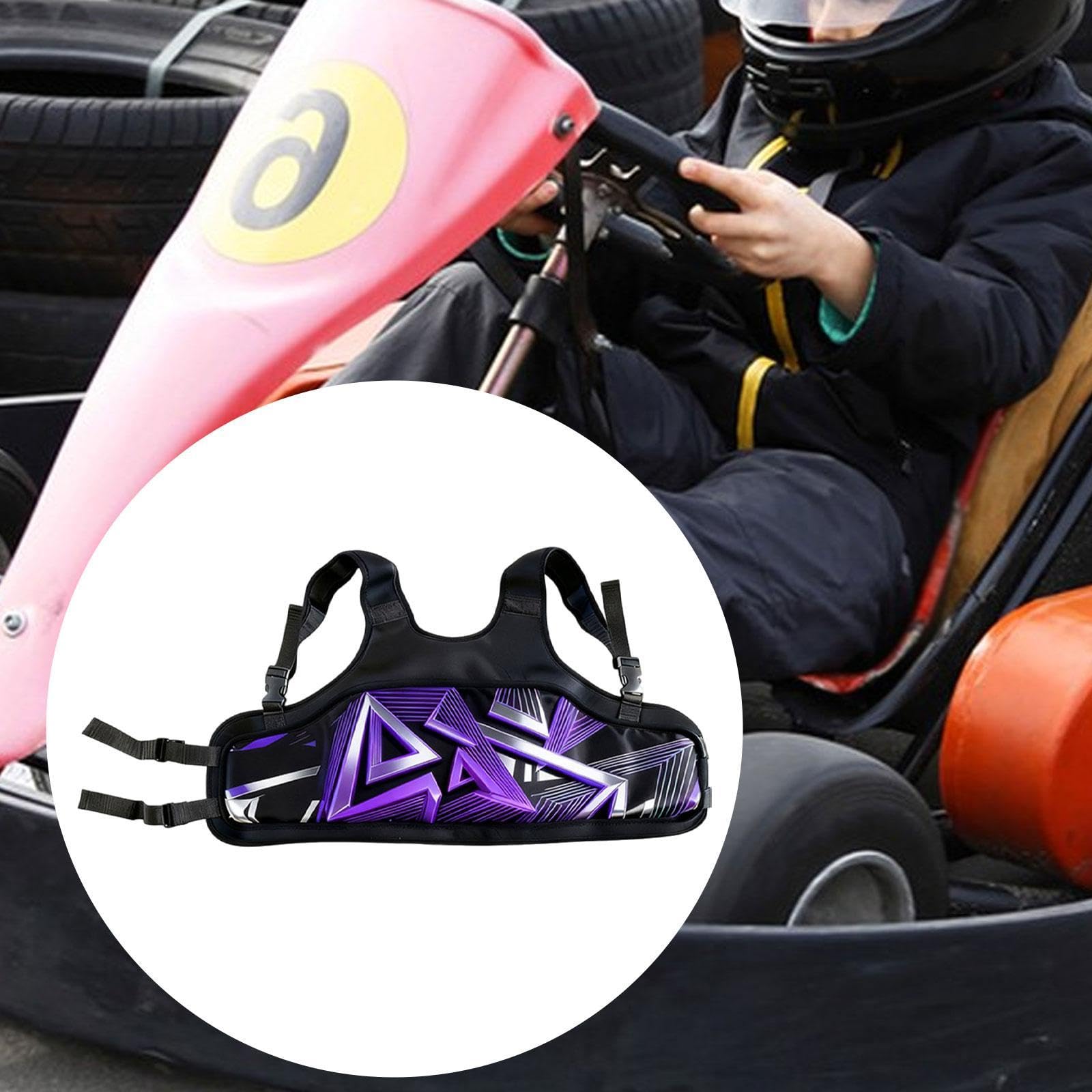 Protector de Costillas para Karting de Pecho Infantil Adulto Chaleco Protector Diseño Ergonómico Ajustable Absorbe Impactos Universal Esponja, PÚrpura