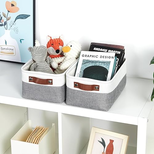 Vista 222 de DULLEMELO Canastas de almacenamiento pequeñas de 15 x 6 x 5.5 pulgadas, contenedores de almacenamiento de tela para tanque de inodoro