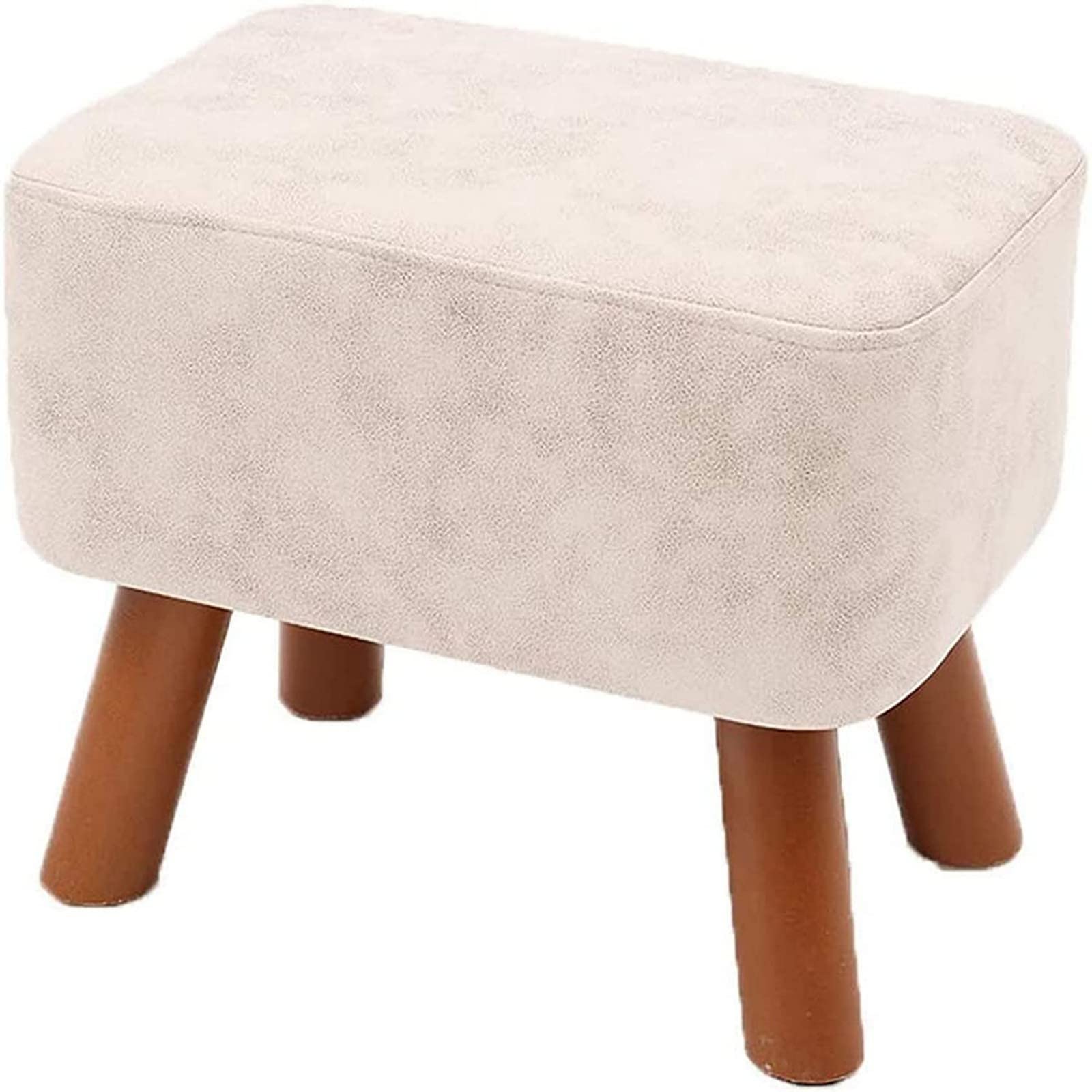 Repose-pieds en bois blanc et tabouret de maquillage rembourré bas de dimensions 40x28x34 cm