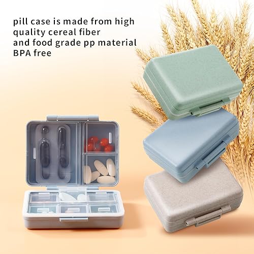 Miniatura 5 de Paquete de 2 pastilleros de viaje con 9 compartimentos, a prueba de humedad, pequeño pastillero para bolsillo, contenedor diario para medicinas y