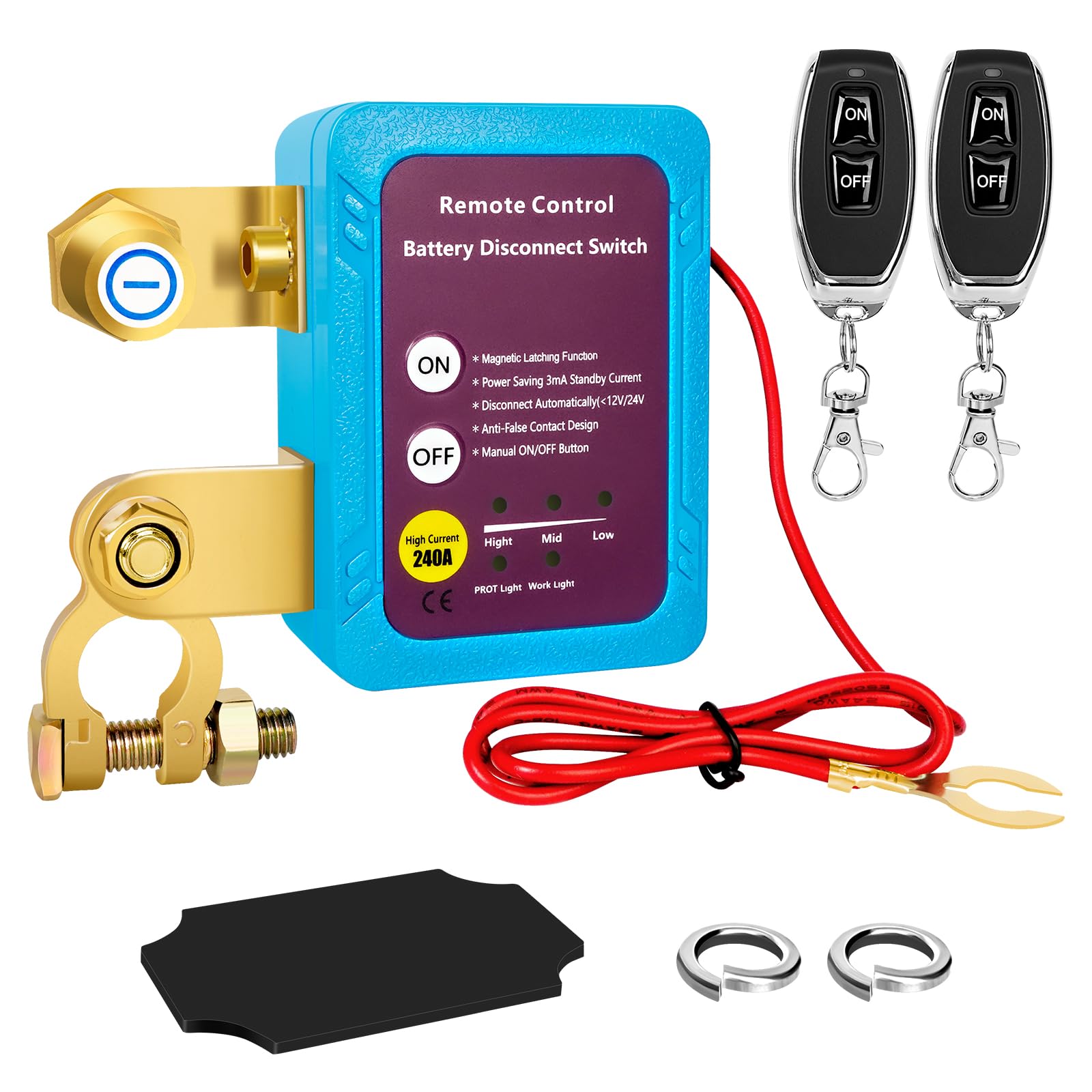 Coupe Circuit Batterie 12V Télécommande,Coupe Batterie Voiture | 12V 240A Circuit Voiture Interrupteur, pour Bateau RV ATV Camion Alarme