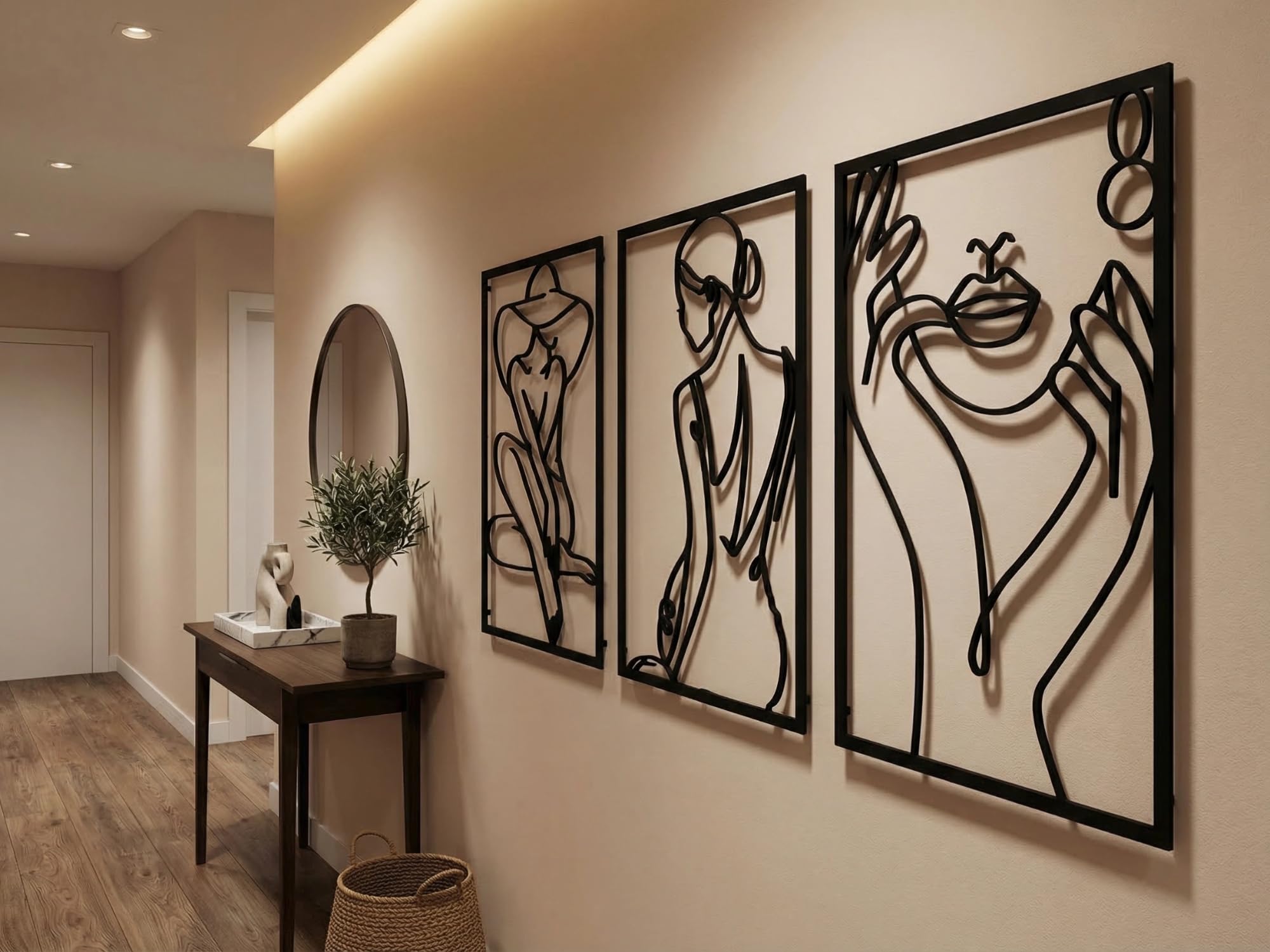 Vailla Art Sensuel Décoration Murale Bois 3D – Triptyque Mural Salon Bureau