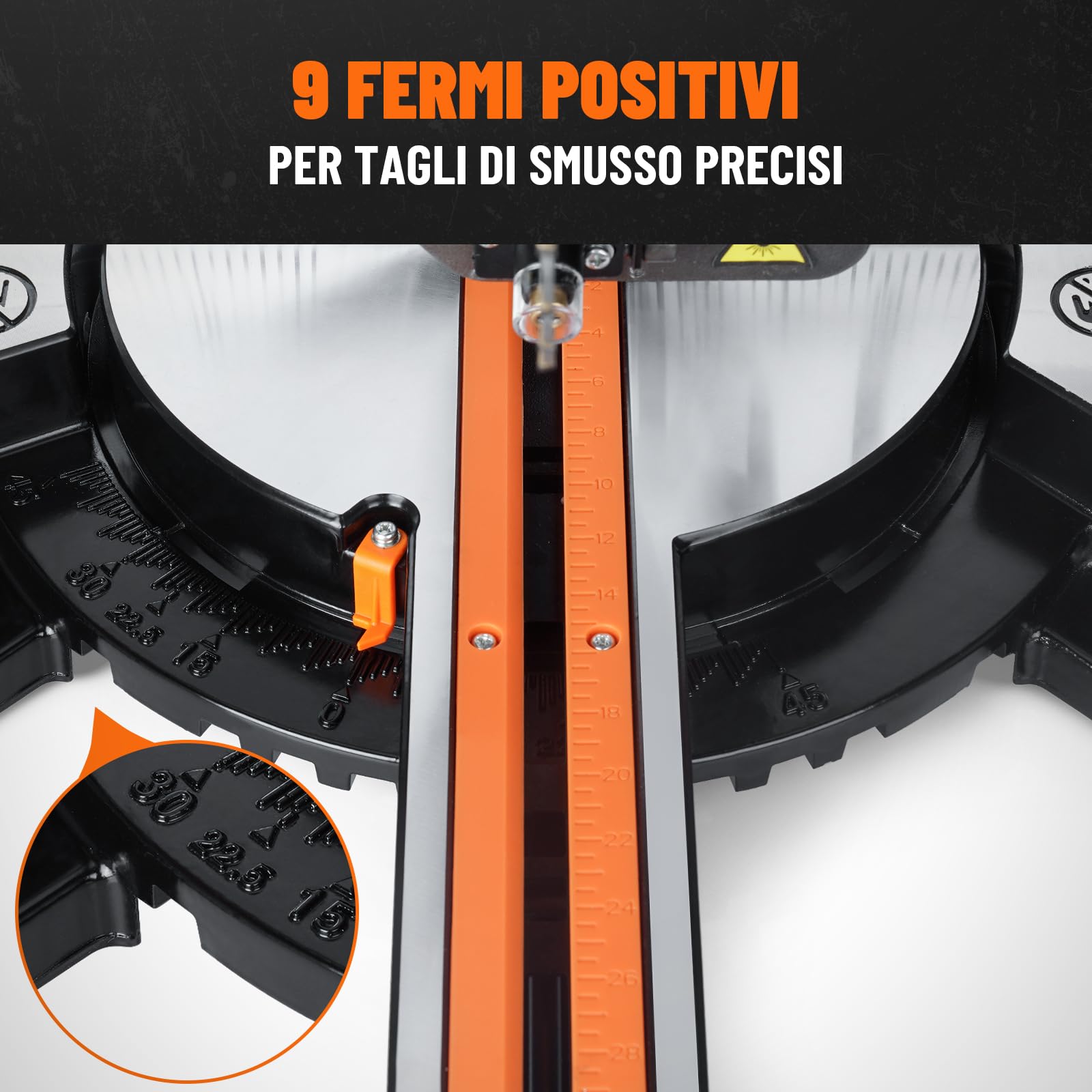 DOVAMAN DMS01A Troncatrice Radiale 2000W, Doppia Velocità 3200/5000 RPM, 3 Lame TCT, Taglio Max 340x90mm, Angolo 0-45°, Guida Laser, 9 Posizioni, Per Legno PVC Alluminio Metalli Teneri