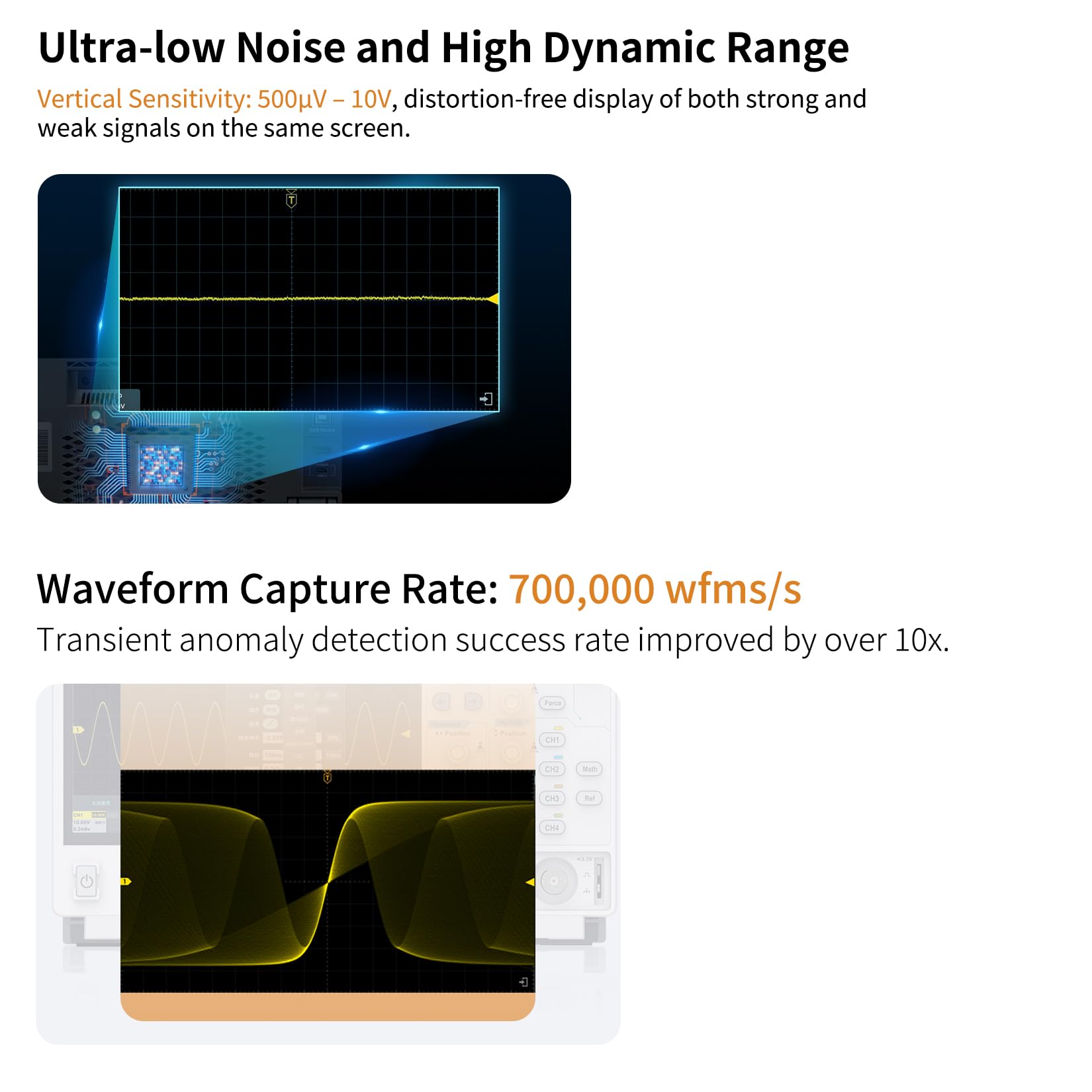 OWON Osciloscopio digital ADS812A, ancho de banda de 2 canales, 100 MHz, frecuencia de muestreo de 1,25 GS/s, osciloscopio de escritorio de almacenamiento de alta precisión de 12 bits