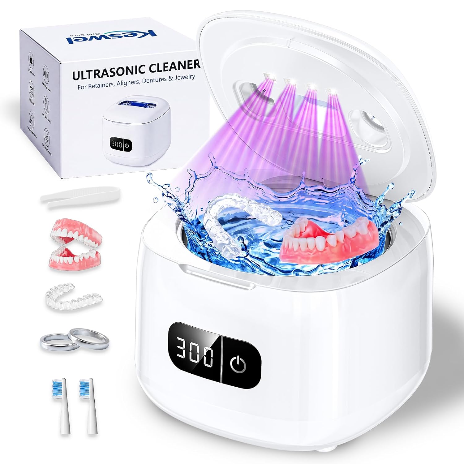 Ultrasonic Retainer Cleaner Machine 49kHz, Dental Ultrasonic Care Cleaner