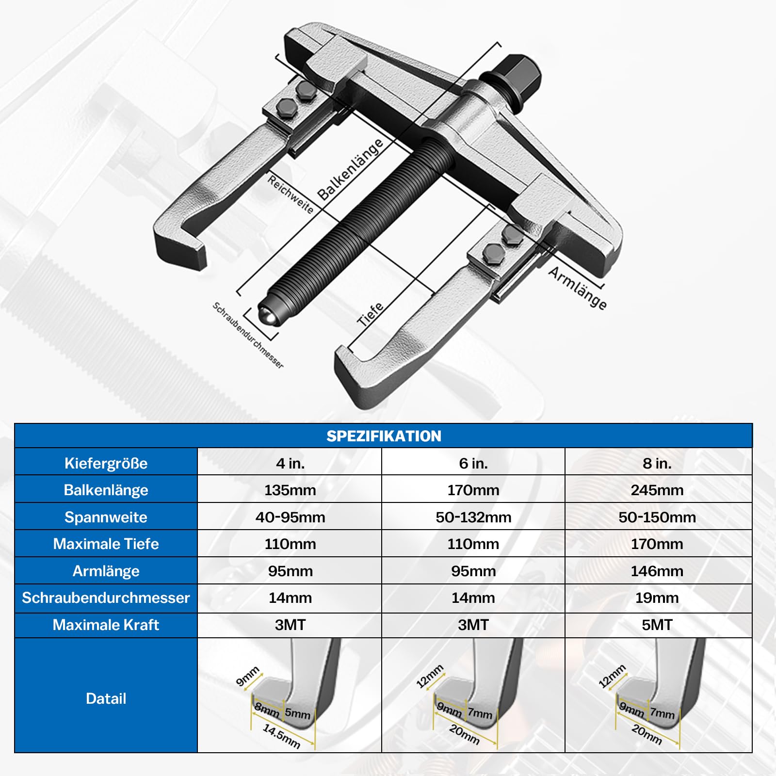 Estrattore Universale Vorel A 2 Bracci - Per Cuscinetti E Ingranaggi, Regolabile - Foto 5
