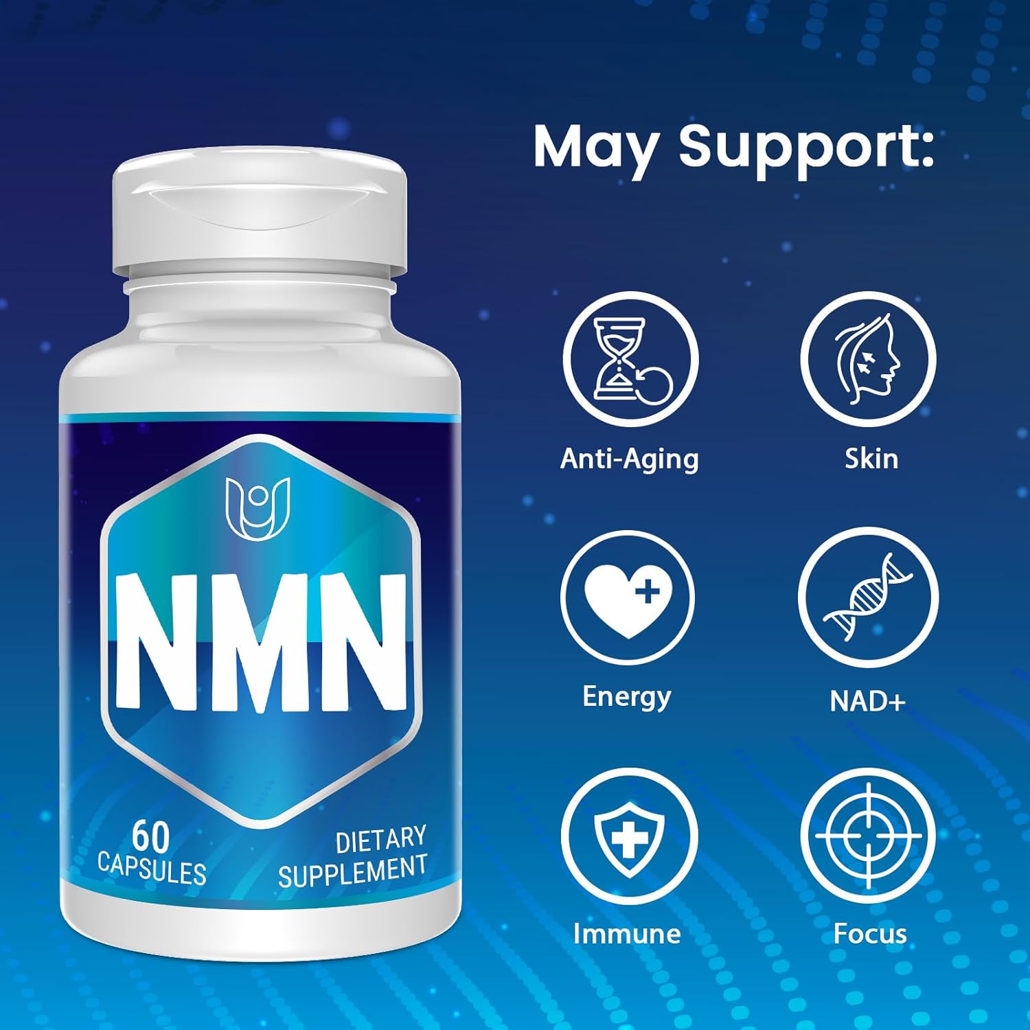 NMN(Nicotinamide Mononucleotide), NAD Supplement to Boost NAD+ Levels as We Age (May Be More Effective Than Nicotinamide Riboside), NMN Supplement for Anti-Aging, 60 Capsules (60 Servings) - Image 2