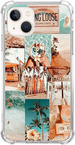 Funda con diseño de flores retro 15 Plus compatible con iPhone 15 Plus, funda de flores hippie verde salvia para niñas, mujeres y hombres, funda