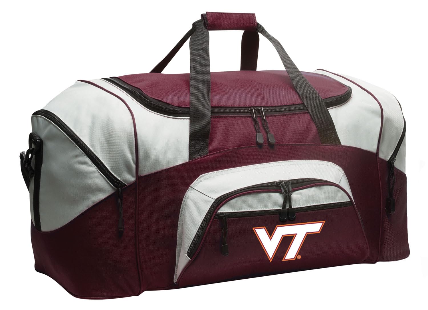 Large Virginia Tech Duffel Bag - Deluxe VT Hokies Duffle Suitcase or Luggage Bag (Maroon)