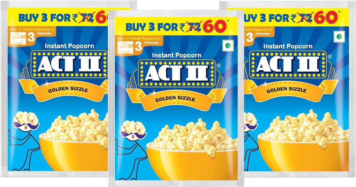 ACT II Popcorn IPC Golden Sizzle Combo Pack, 55g/59g (Pack of 3)