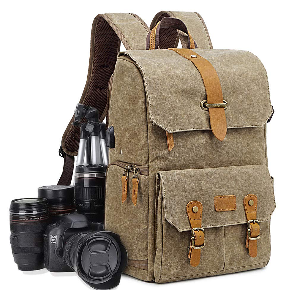 UBAYMAX Camera Backpack, DSLR SLR Waterproof Canvas Camera Bags Rucksack 15.6 inch Laptop Bag Travel Bag for Canon Nikon Sony Camera and Lens Tripod