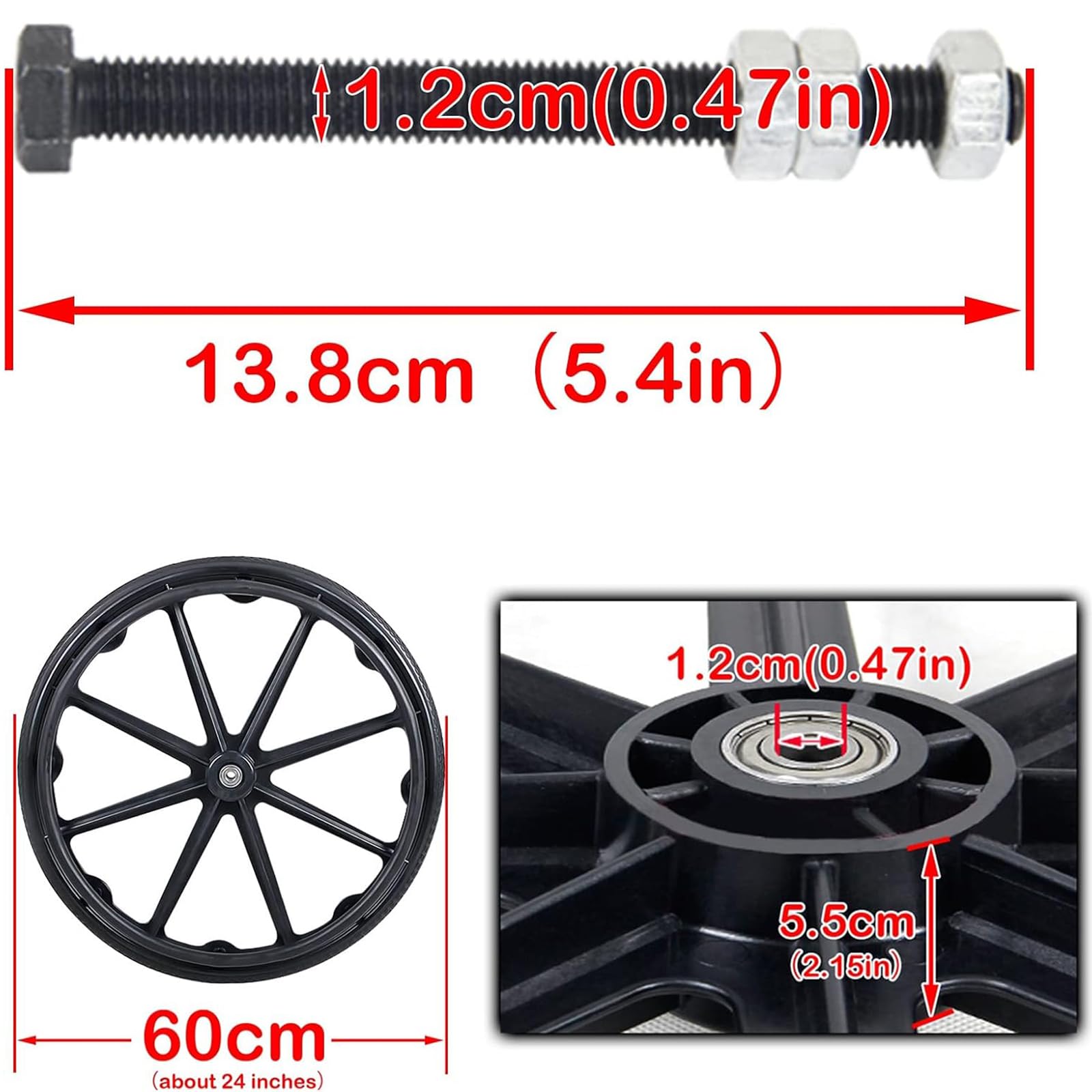 Accesorios De Ruedas Traseras De Repuesto para Silla De Ruedas De 24 Pulgadas Antideslizante Ruedas Traseras Ruedas De Repuesto para Silla De Ruedas Neumáticos Macizos