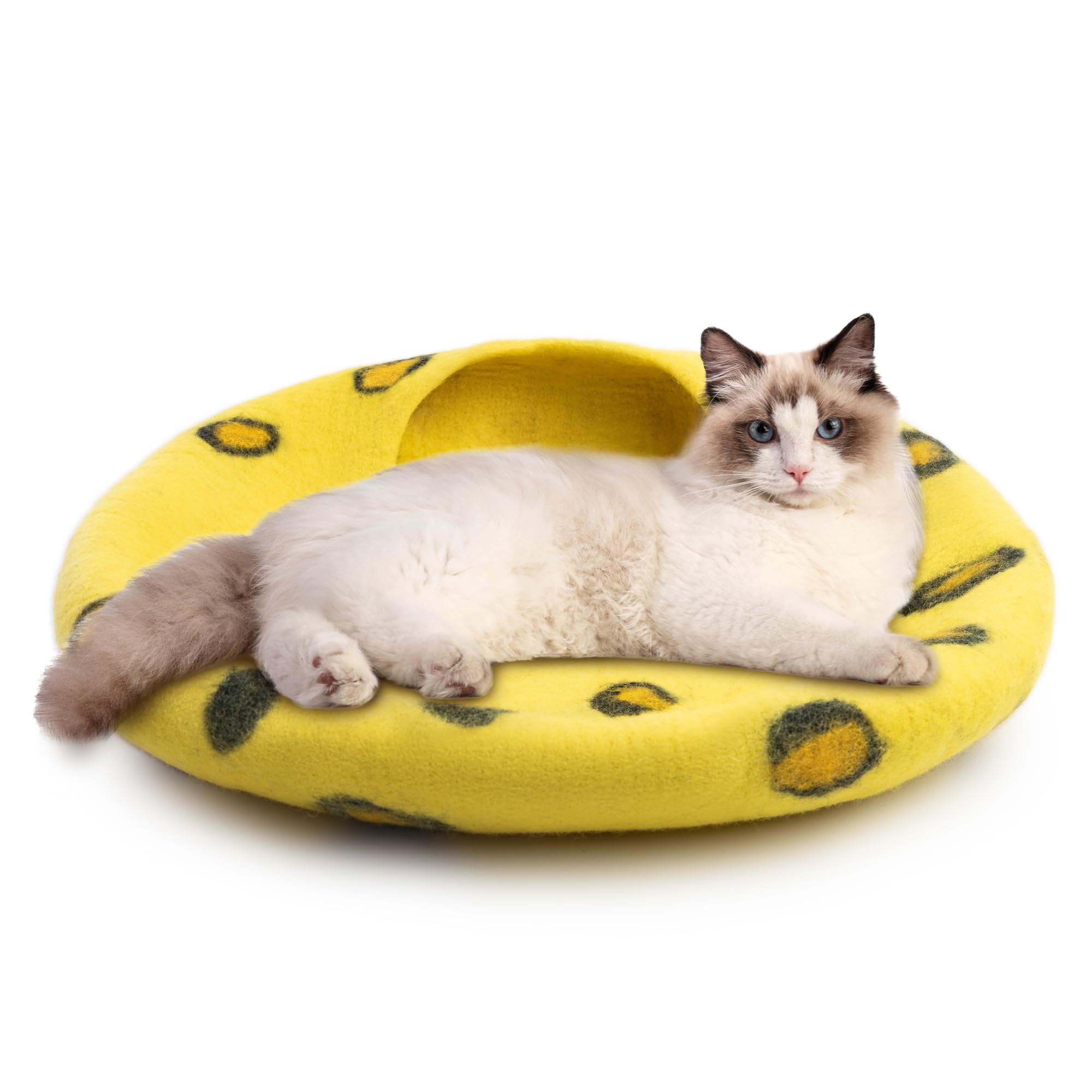 Woolygon Niche Pliable en Laine mérinos pour Chat d'intérieur – Enclos en Feutre de qualité supérieure pour Un Confort Ultime et Confortable (guépard)