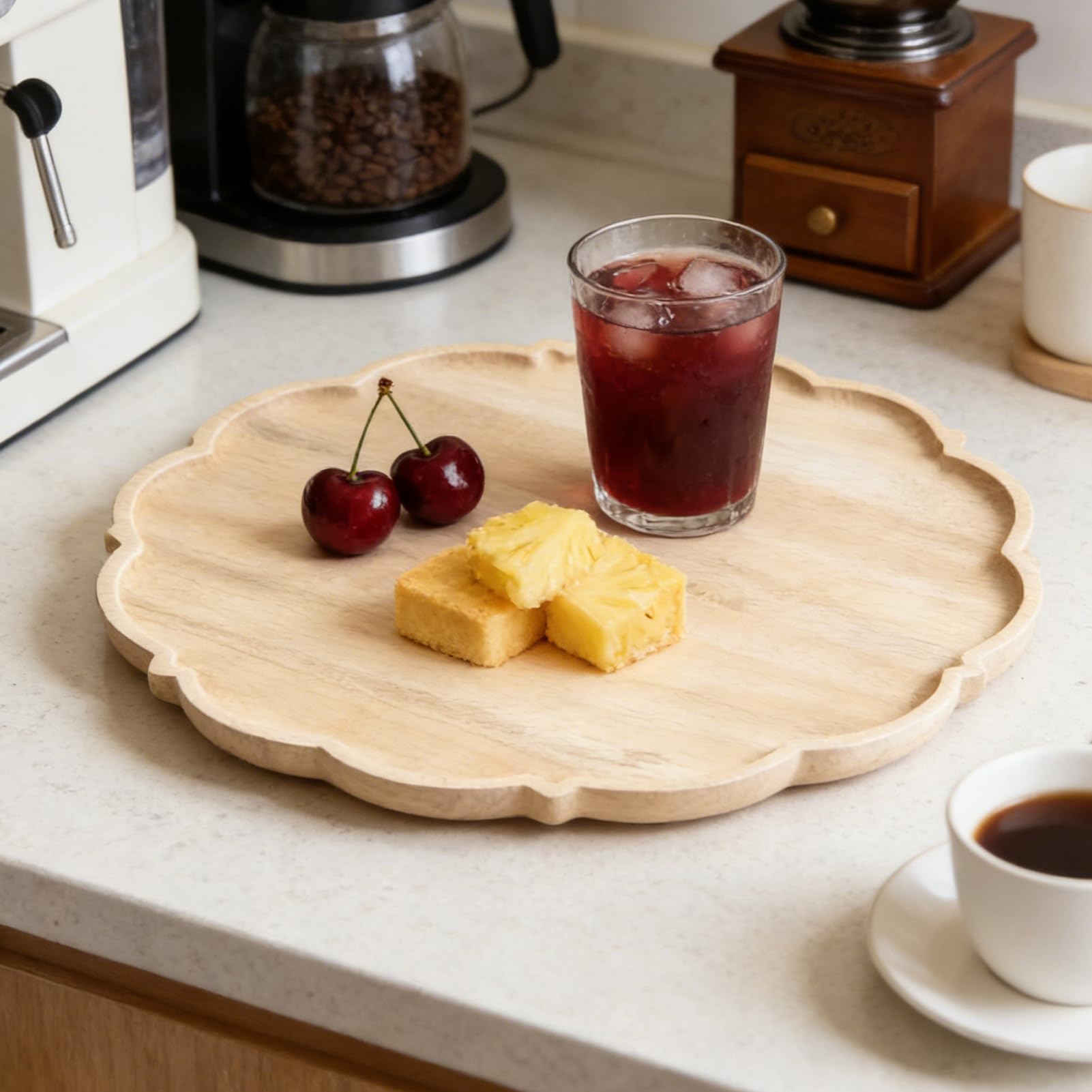 Bandeja de Madera Bandeja De Comida con Diseño De Flores