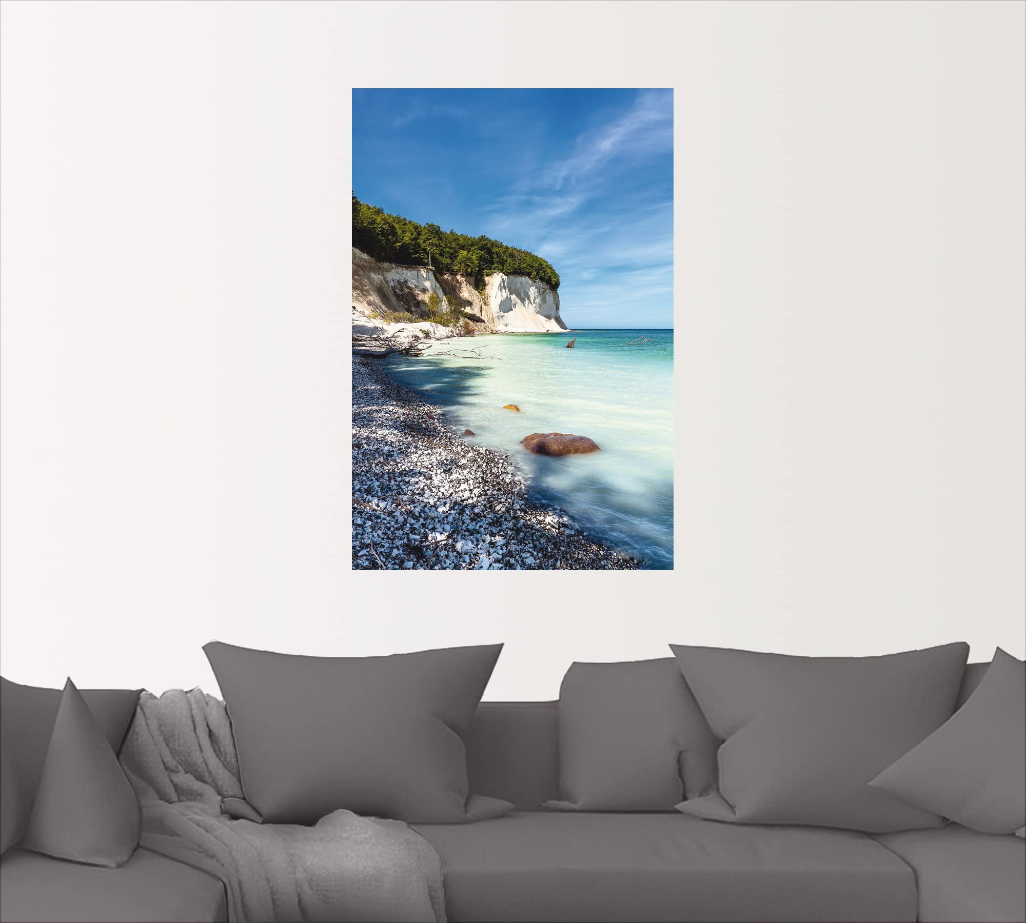 ARTland Wanddeko Wandtattoo selbstklebende Vinylfolie 60 x 90 cm Landschaften Küste Foto Blau Kreidefelsen auf der Insel Rügen T1UI
