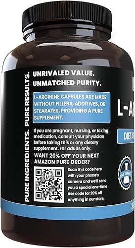 Miniatura 3 de L-Arginina (365 cápsulas) suministro de 6 meses, precursor de óxido nítrico