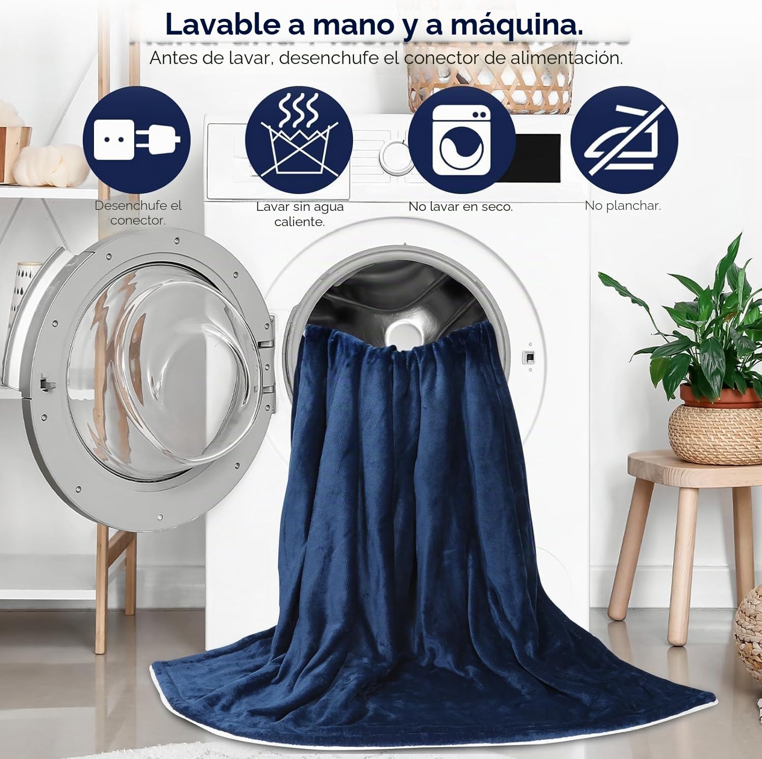 PROALLER Manta Electrica Grande, Doble Franela Polar Sherpa, Lavable a Máquina, Temporizador De 9 Horas y 10 Configuraciones De Calor, Manta Termica Manta Electrica Sofa Blanket, 160x130CM, Azul
