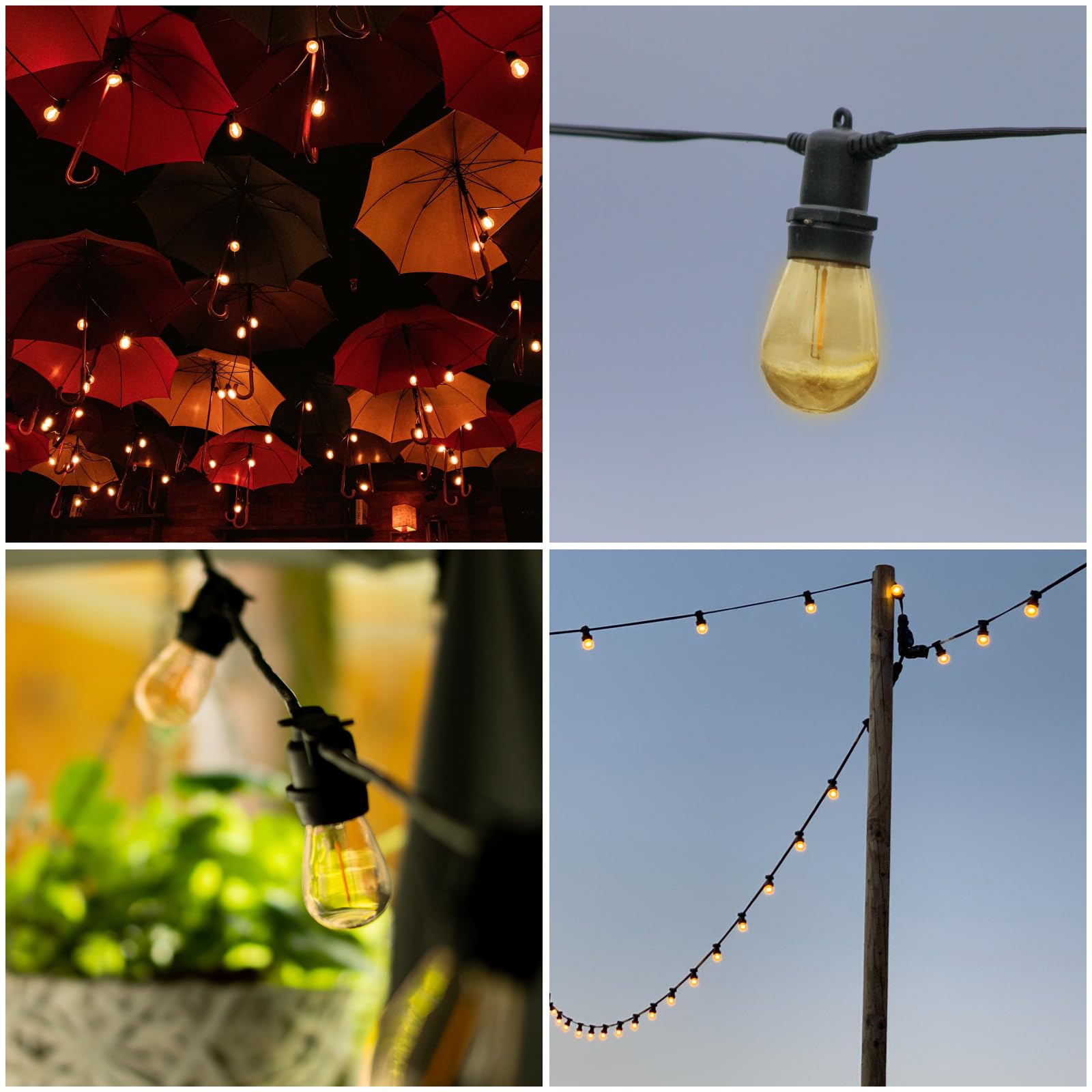 Lumiled Lichterkette Außen 20 Meter mit 20 E27 LED 1,3W Glühbirne ST45 Warmweiß 2200K 230V Birnen für Garten Biergarten Party Hochzeit Dekoration Terrasse Weihnachten verlängerbar mit Strom