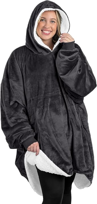 Bare Home Wearable Blanket Hoodie - Soft Plush Sherpa - Warm and Cozy - Oversized Wearable Blanket