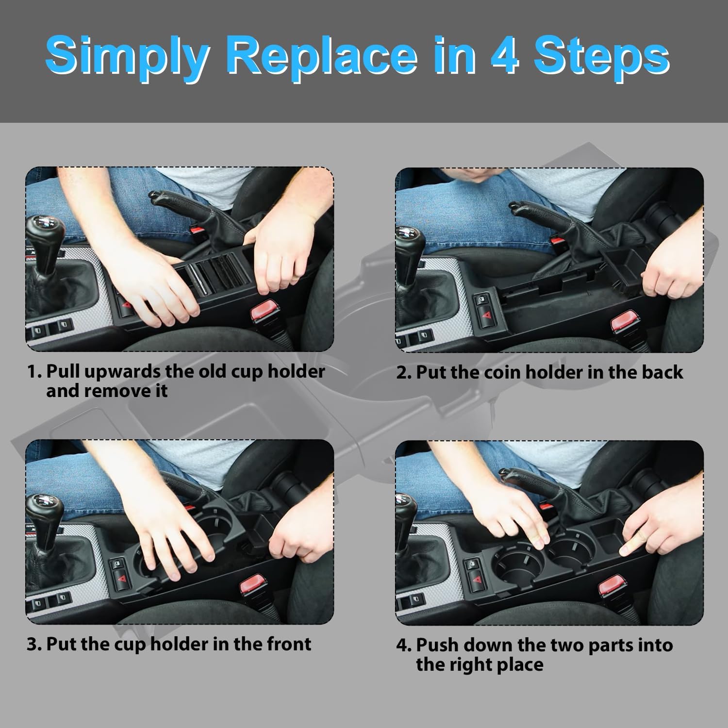 AMICAREP フロントセンターコンソールカップホルダー コインホルダー付き 1998-2006 BMW E46 3シリーズ 31 コンソールトレイ  用 E46 用 3シリーズ センターアームレスト収納ボックスオーガナイザー センターコンソール収納トレイ 取り付け センターコンソール収納トレイに  ...