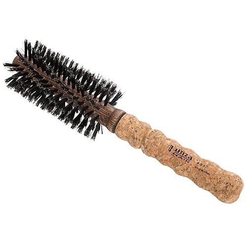 Miniatura 7 de Ibiza Hair Professional (G Series) Round Boar Hair Brush, Hybrid Swirled Boar & Carbon Fiber Nylon Bristles with Cork Handle, Add Texture & Shine