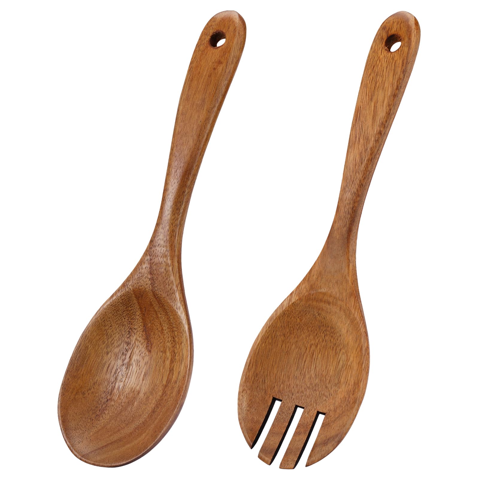 Posate Da Insalata In Legno - Set Da 2 Pezzi Con Cucchiaio E Forchetta | Per Insalate E Frutta - Foto 4