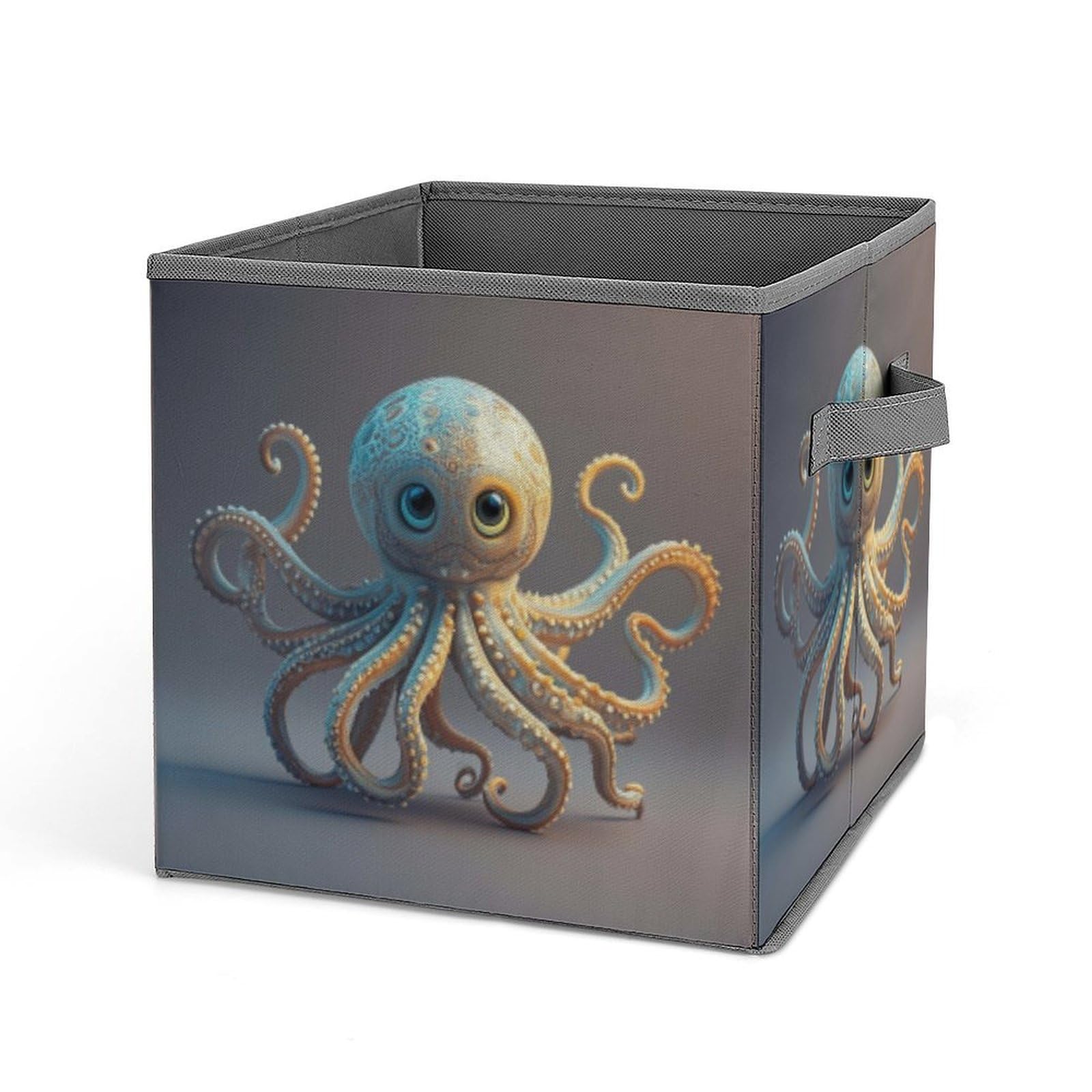 BTCOWZRV Octopus Cube Storage Bins - 11 Inch Heavy Duty Fabric Closet Bins for Shelves, Cube Organizer - Collapsible Storage Boxes with Handle Decorative Clothing Storage Baskets