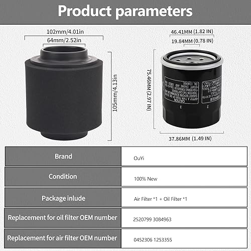 Miniatura 2 de Filtro de aire 0452306 1253355 apto para Polaris HAWKEYE 300 2006-2011 SPORTSMAN 300 2008-2010 TRAIL BLAZER 250 2001-2006 XPLORER 250 400 2001 2002