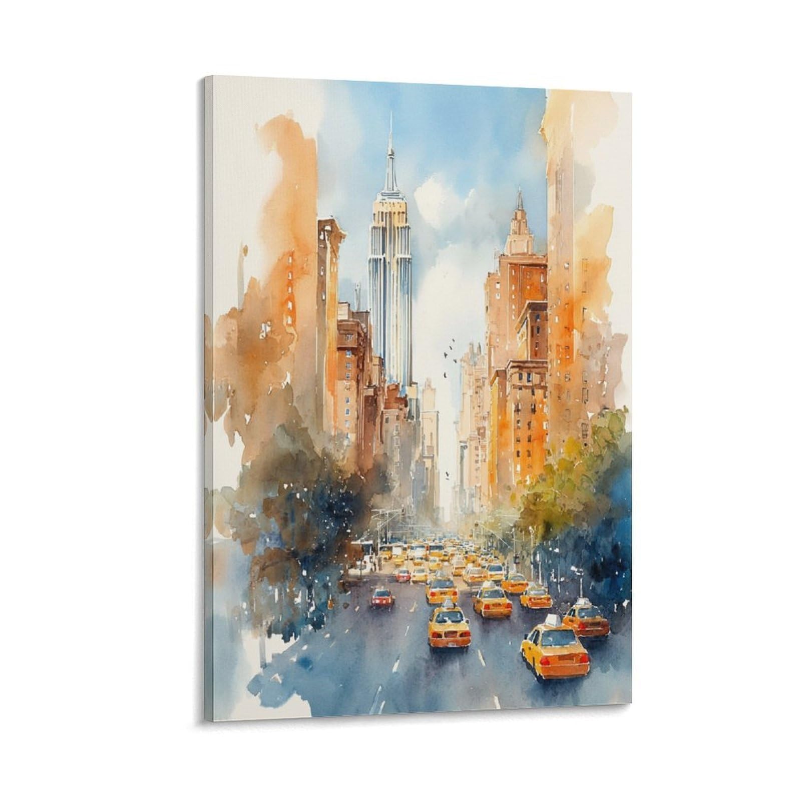 LCYNNH Empire State Watercolor Print New York City Travel 08x12inch(20x30cm) Print Home Bedroom Office Living Room Decor Canvas