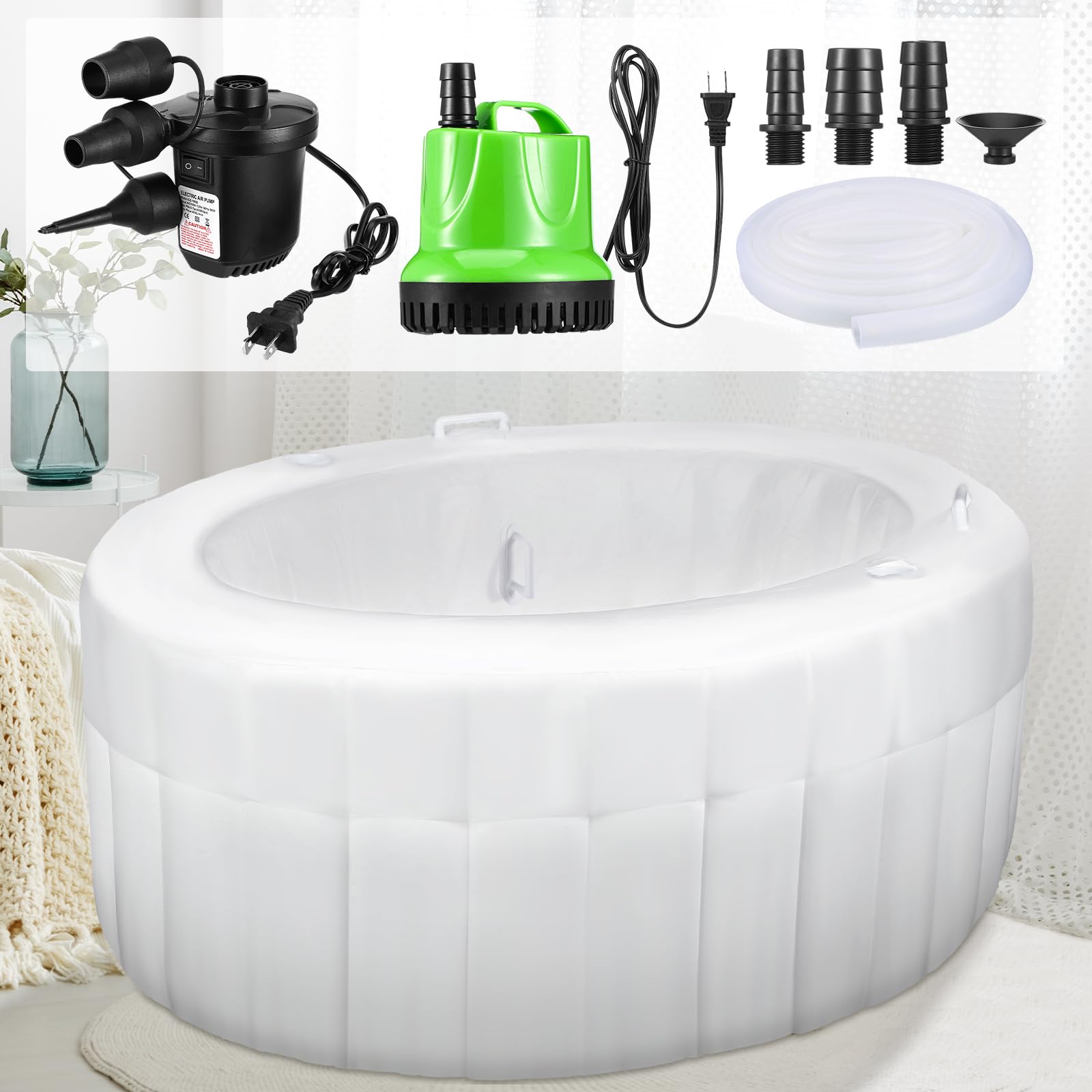 VioraWhite 1 Set Birth Pool Including Inflatable Home Birthing Pool, Liner, Inflating Pump and Water Pump, White Birth Tub for Labor Expectant Mothers Doula Midwife Supplies 65 l x 55 W x 26 H-picture-32