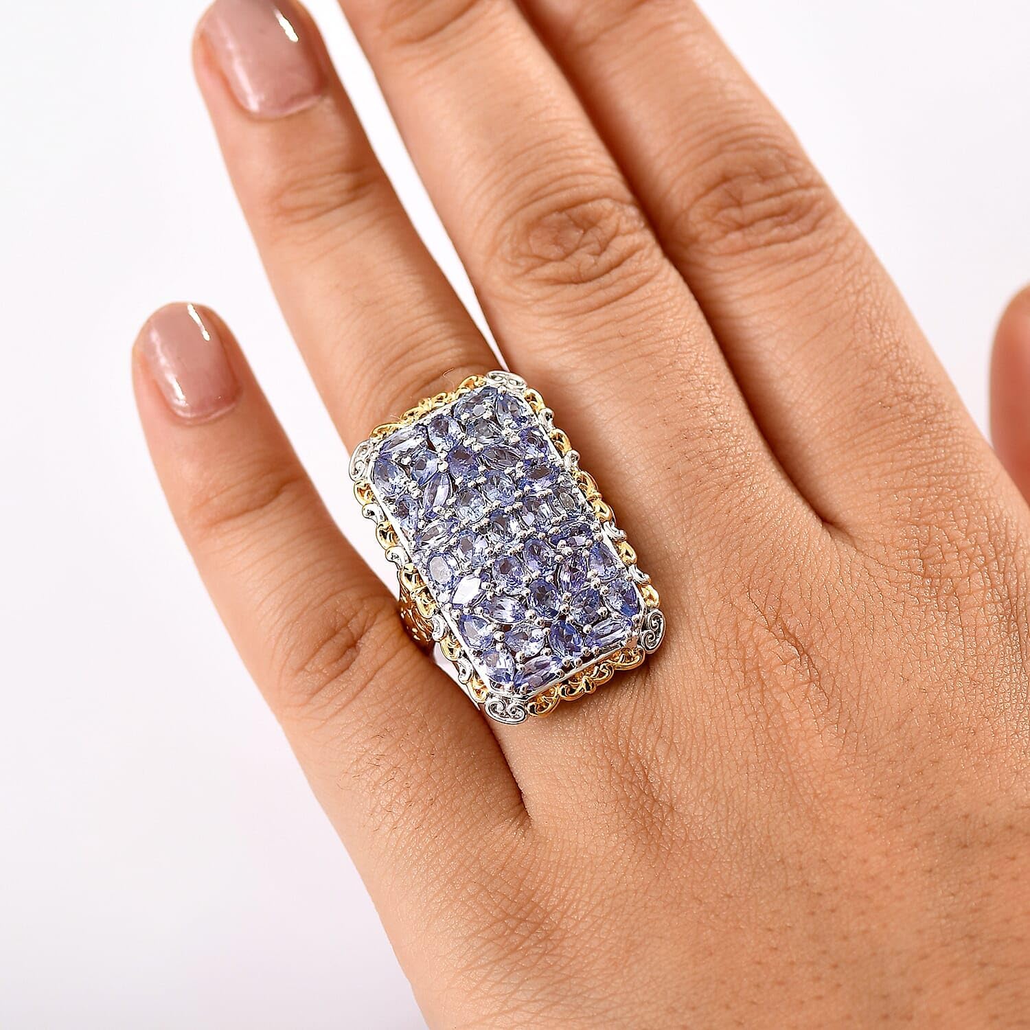SHOP LC DELIVERING JOY Tanzanite 5.60 ctw Victorian Era Ring in 18K Vermeil Yellow Gold and Rhodium Over Sterling Silver Size 6 Christmas Gifts