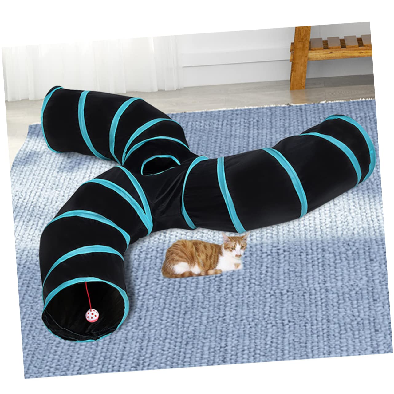 Tunnel pour Chat en Polyester, 3 Voies en S, Pliable et Portable, Jouet Interactif pour Chat, Jeu la Maison