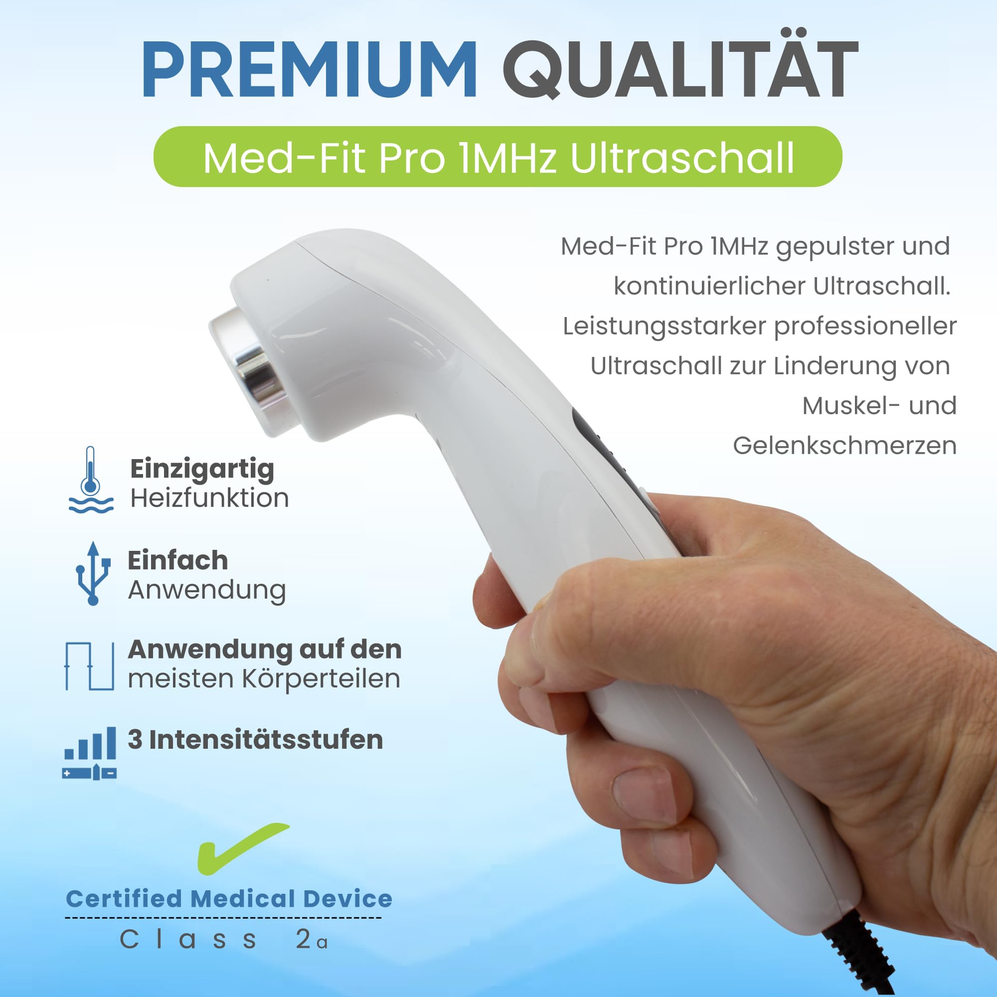 Med-Fit UT1053 1MHz Dispositivo ad ultrasuoni con uscita pulsata e continua - Dispositivo completamente certificato