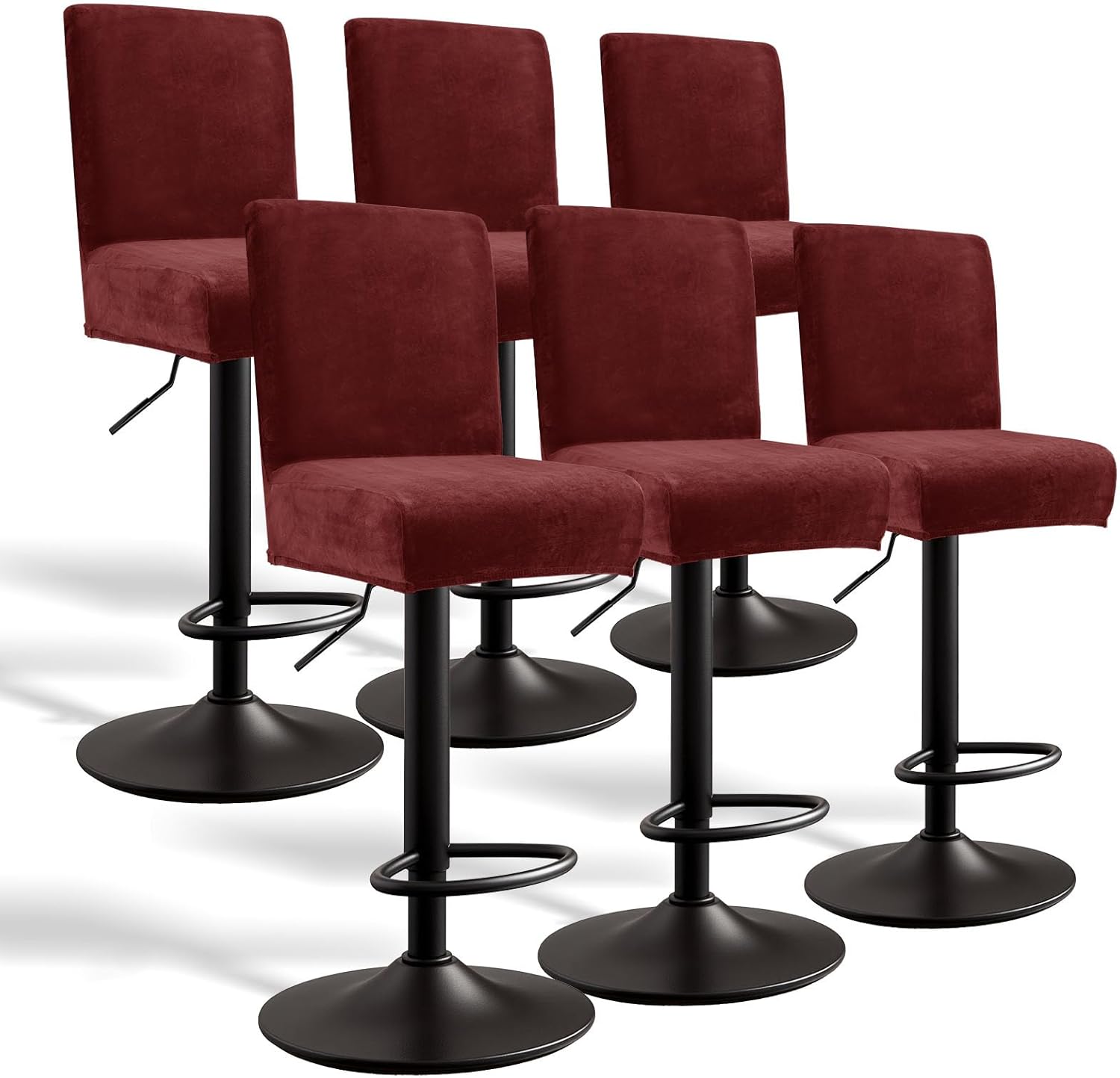 Velvet Bar Stool Chair Covers Stretch Soft Bar Stool Covers with Backs Washable Removable Barstool Seat Covers Set of 4, Barstool Cover Slipcovers for Cafe Pub Dining Room (Velvet Brown)