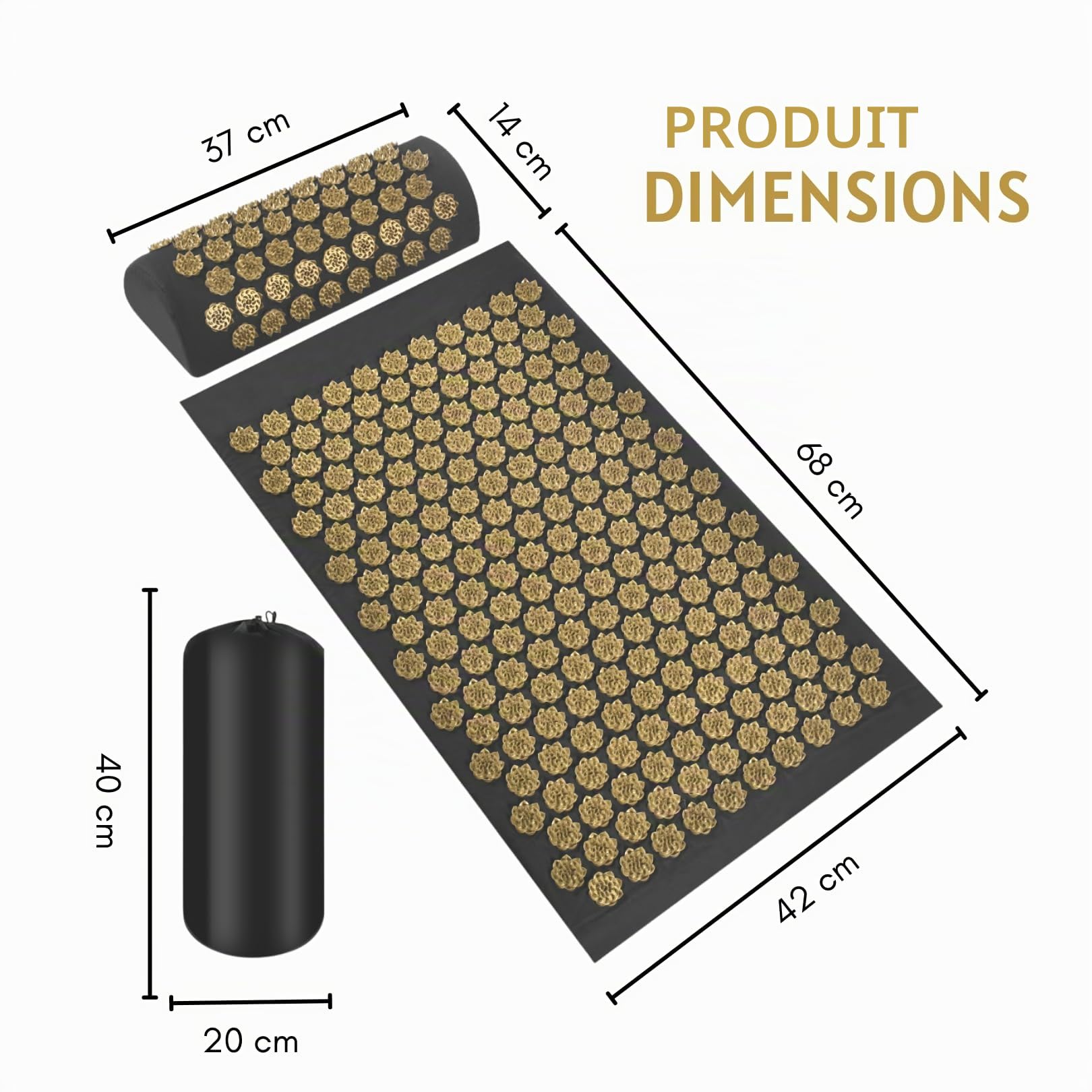 Ensemble de santé pour acupression - Tapis d'acupression et oreiller de qualité supérieure pour une détente naturelle et un soulagement de la douleur
