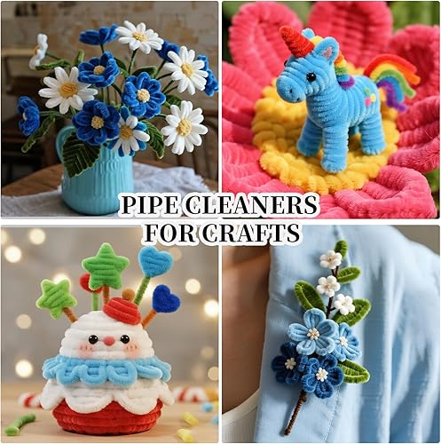 Vista 24 de Limpiapipas para manualidades a granel, juguetes y juegos para niños, 200 piezas de manualidades, tallos de chenilla para proyectos, decoración