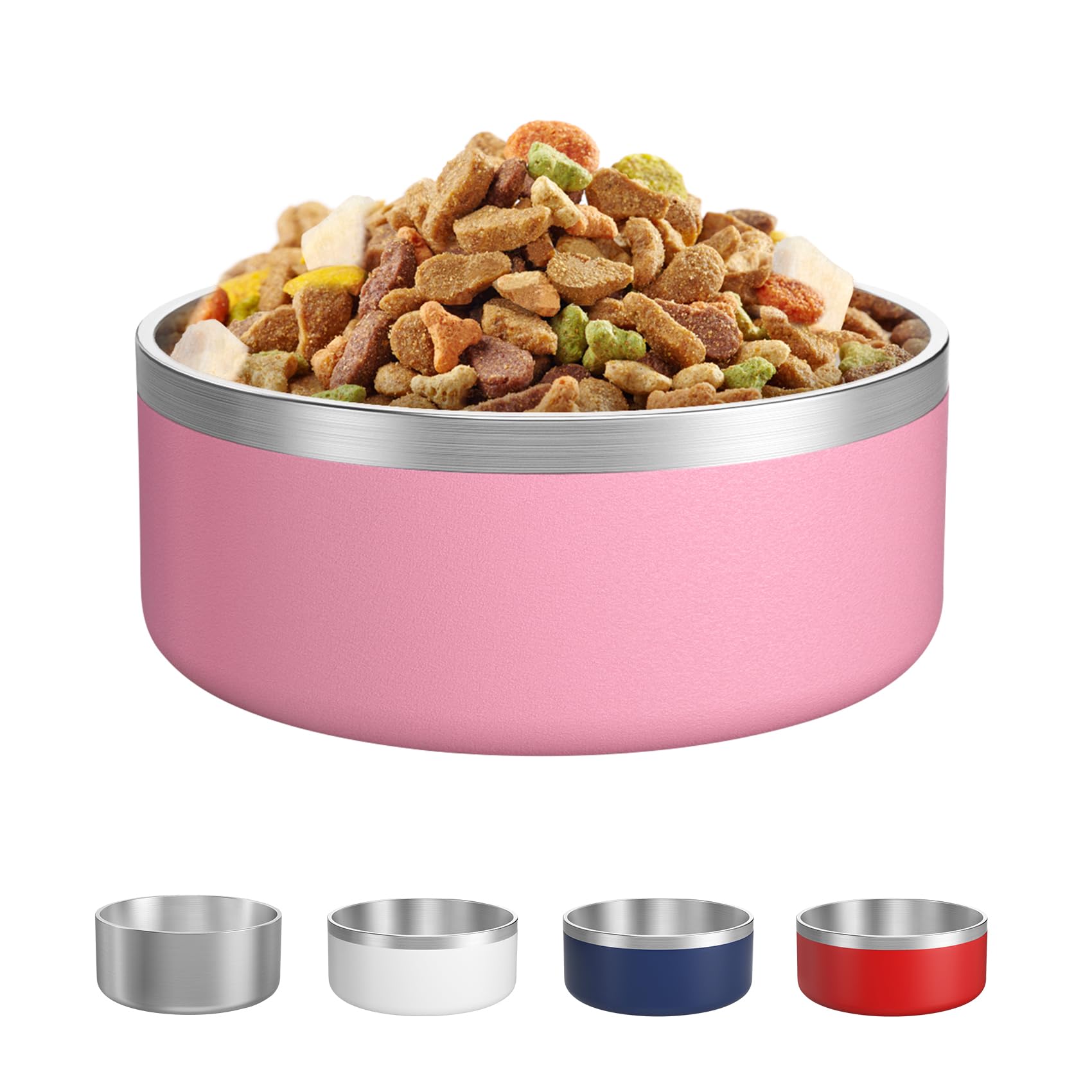 LIANLAI Ciotole per cani di grandi dimensioni, in acciaio inossidabile, resistenti alla ruggine, antiscivolo, lavabili in lavastoviglie (rosa, 1814,4 g)
