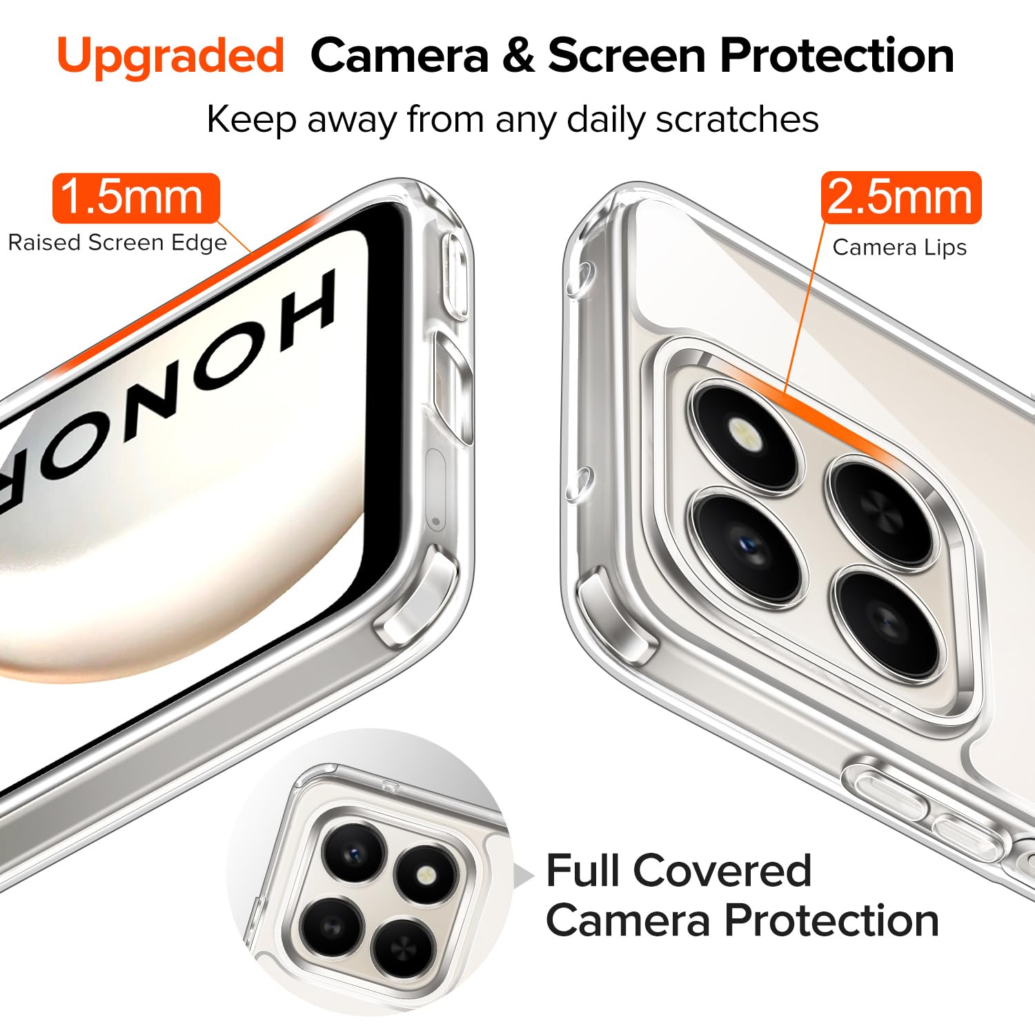 iVoler Anti Ingiallimento Chiaro Cover per Honor 200 Pro 5G, [Antiurto di Grado Militare] Trasparente Sottile Anti Graffio Custodia Case con Paraurti Assorbimento degli urti