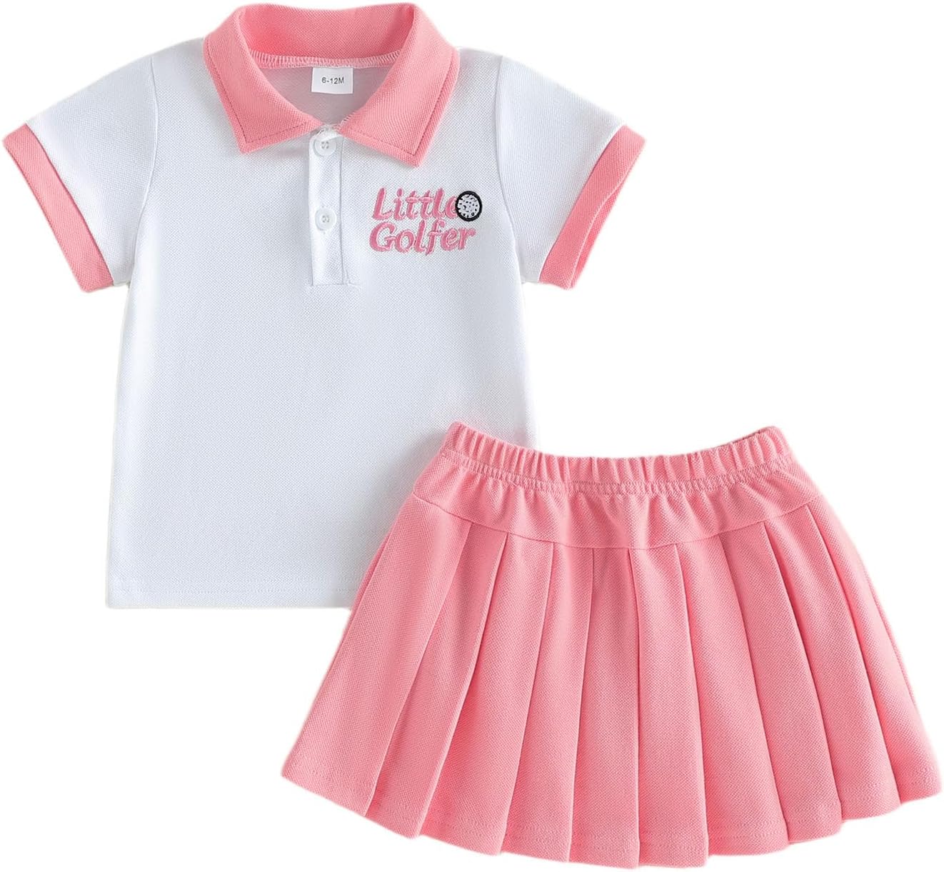 Honganda Toddler Baby Girl Golf Outfit Set Little Golfer Polo T-shirt Top with Pleated Skirt Summer 2Pcs Sports Clothes Set