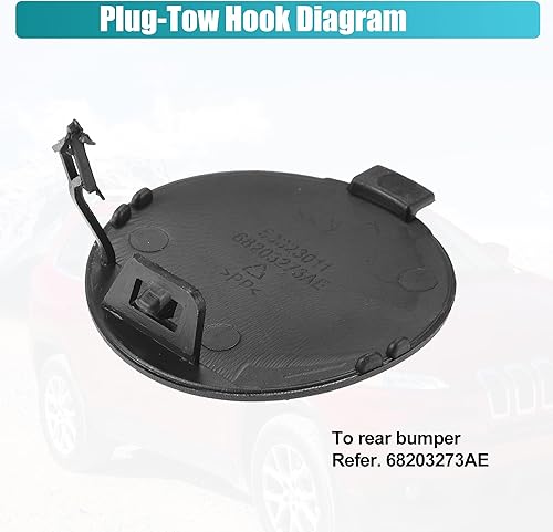 Miniatura 6 de X AUTOHAUX Cubierta de gancho de remolque de parachoques trasero para Jeep Cherokee 2014-2018 Tapa de gancho de remolque de parachoques trasero